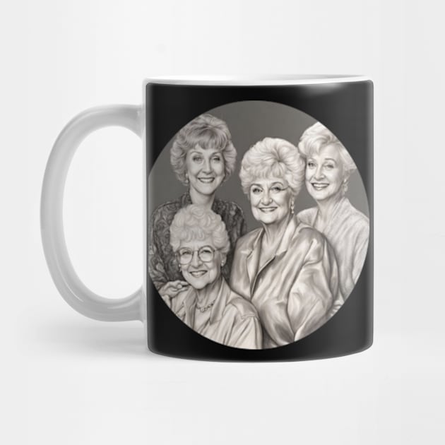 a golden girls drawing in black and white by badrhijri